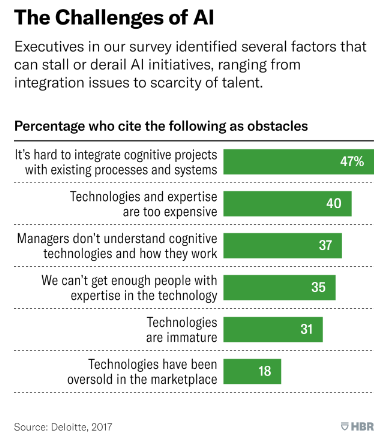 Challenges business owners are facing while integrating AI into their systems.