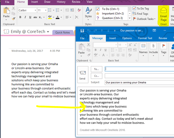 Send your notes to others microsoft onenotepng