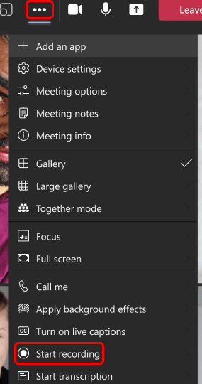 Recording a Teams Meeting