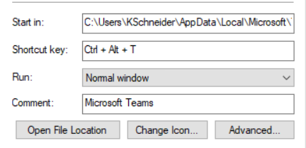 teams shortcut alt ctrl t