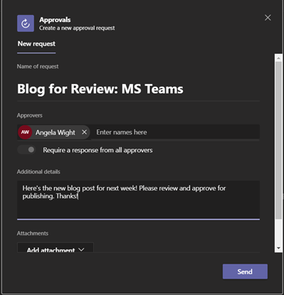 microsoft teams creating a new approval